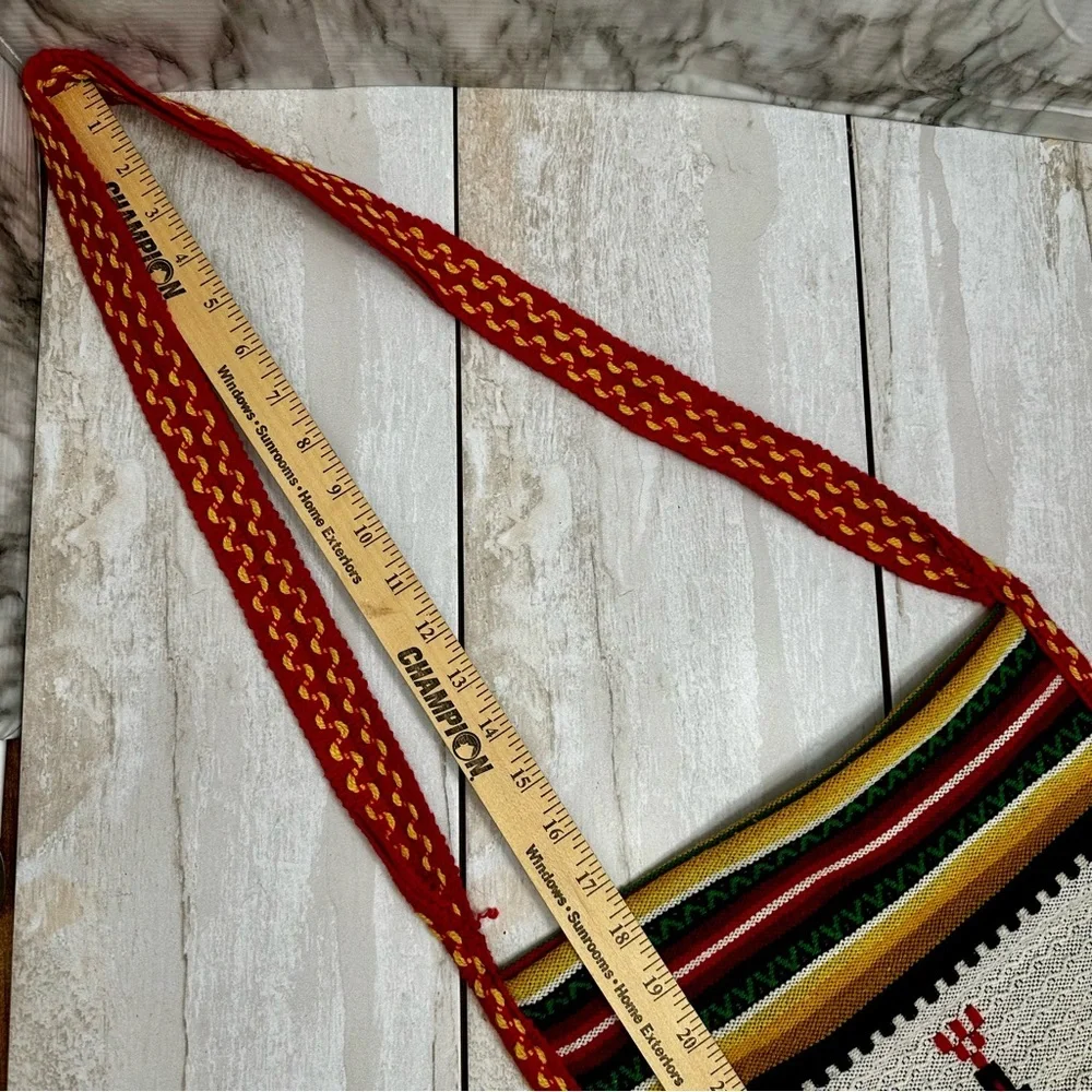Vintage Multicolor Woven Hobo Tote Bag Boho Festival Fairycore Western Tassels